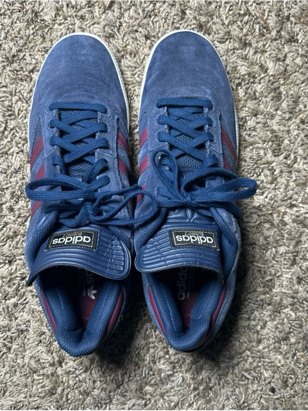 Adidas Busenitz Skate Shoes Navy Suede Burgundy Strips Sneakers Men’s Size 14